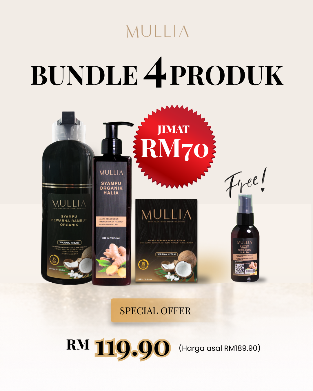 Promosi Bebas Uban dan Kelemumur (Syampu Uban + Set Halia Organik)