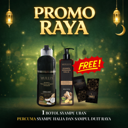 1 Botol Syampu Uban Organik Mullia (400ml) + FREE Syampu Halia